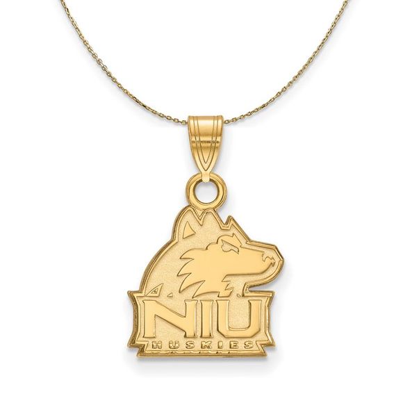 14k Yellow Gold Northern Illinois U. Small Logo Necklace - 30 In